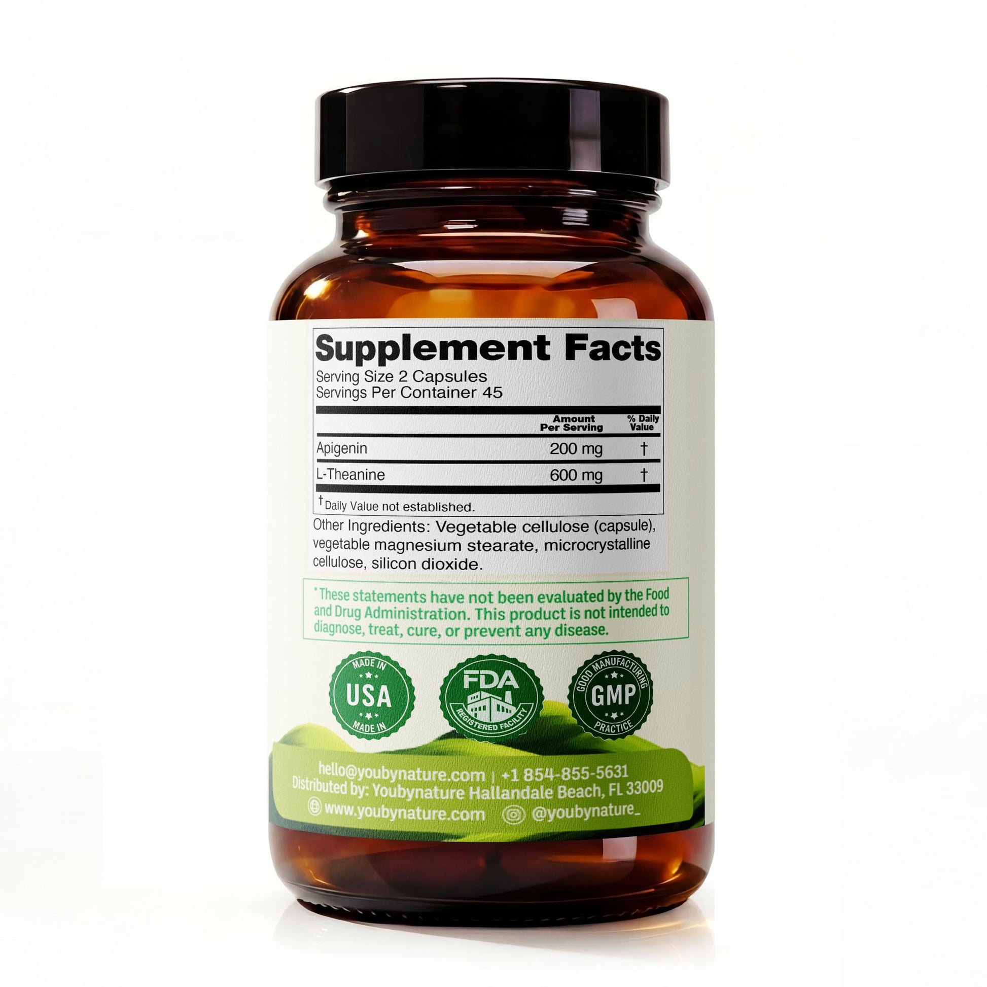 Apigenin + L-Theanine supplement facts